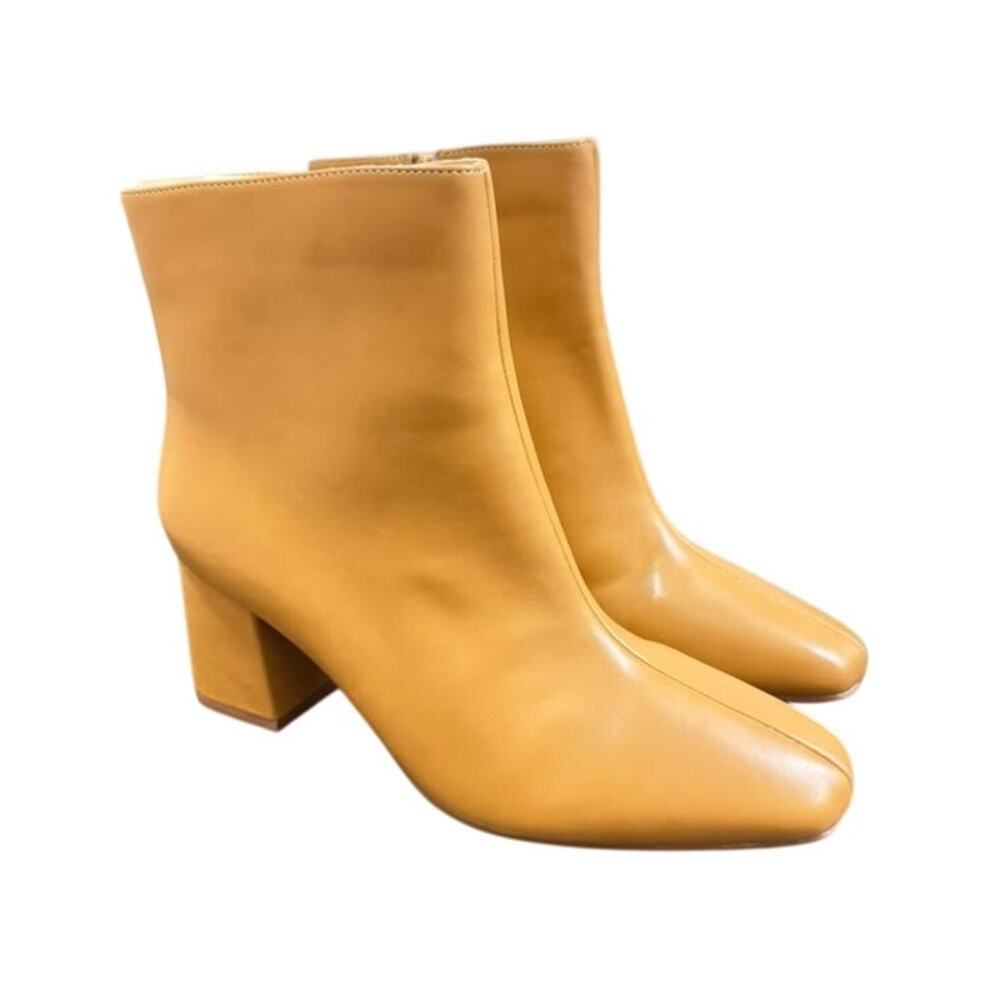 Journee Bootie Haylinn Vegan Square Toe Comfort Boot, Tan 8.5WD